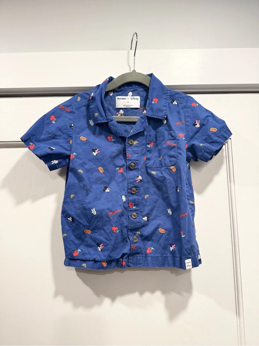 Old Navy x Disney Mickey Mouse Poplin Cotton Button Up Shirt 3T Hotdog Fall